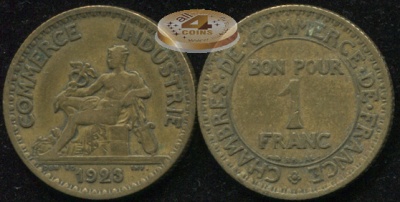 Франция. 1 франк. 1923 (aVF)