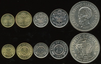 Гайана. Набор №2 (5 монет) 1970-91