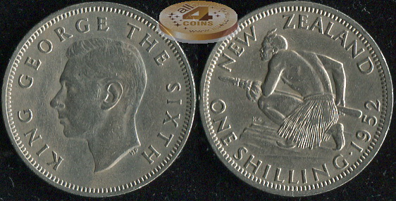 Новая Зеландия. 1 шиллинг. 1952 (XF)