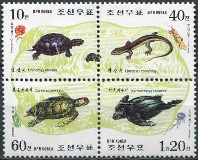 КНДР. 1998. Рептилии (Квартблок. MNH OG)