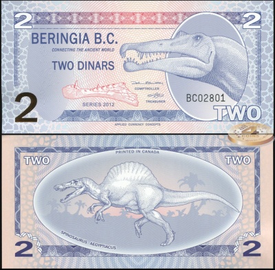 Берингия. Банкнота 2 динара. 2012. Unc. Пластик. Кат# P.NL