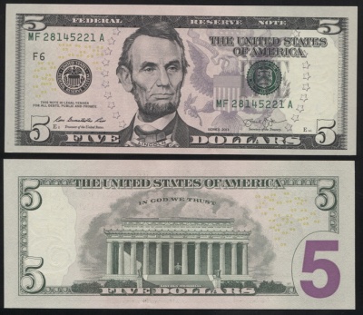 США. 5 долларов (Unc) 2013.F