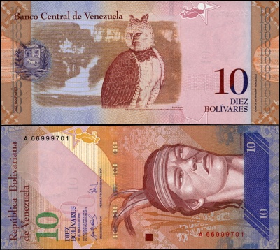 Венесуэла. 10 боливаров (Unc) 2007