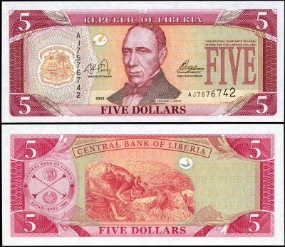 Либерия. 5 долларов (Unc) 2003