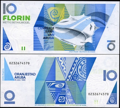 Аруба. 10 флоринов (Unc) 1993