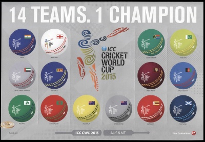 Новая Зеландия. 2015. ICC Кубок мира по Крикету 2015 (Малый лист. MNH OG)