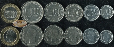 Венесуэла. Набор №5 (6 монет. 1 биметалл) 2002-05
