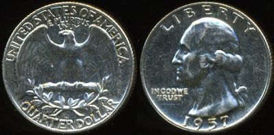 США. Квотер (25 центов) 1957 (Серебро)
