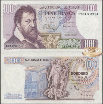 Бельгия. 100 франков (Unc) 1972