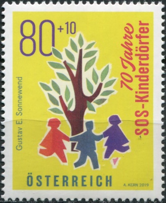 Австрия. 2019. 70 лет детским деревням SOS (Почтовая марка. MNH OG)