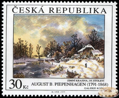 Чехия. 2011. Зимний пейзаж. 19 век. Август Пипенхаген [1791-1869] (Почтовая марка. MNH OG)