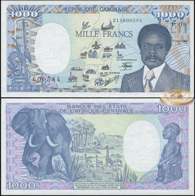 Габон. 1000 франков (Unc) 1990