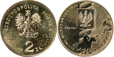 Польша. Монета 2 злотых. 2010 (KM#Y.735. Unc) 90-я годовщина Варшавского сражения