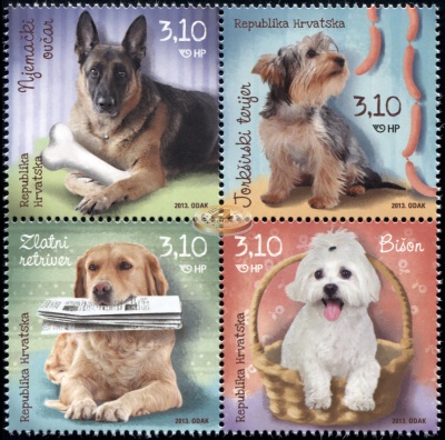 Хорватия. 2013. Собаки - Домашние любимцы (Квартблок. MNH OG)