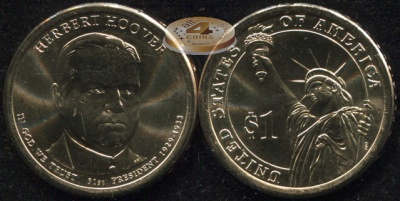 США. 1 доллар. 2014.D (Unc) Герберт Гувер