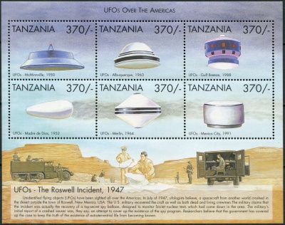 Танзания. 1999. Наблюдения НЛО (II) (Малый лист. MNH OG)