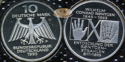 Германия (ФРГ). 10 марок. 1995 D (Proof. Серебро)