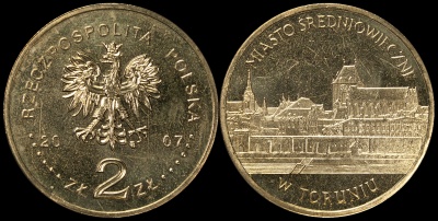 Польша. 2 злотых. 2007 (Unc) Средневековый город Торунь