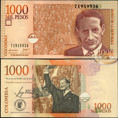 Колумбия. 1000 песо (Unc) 2007