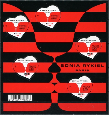 Франция. 2018. 50 лет Дому моды „Sonia Rykiel“. Поцелуй (Малый лист. MNH OG)