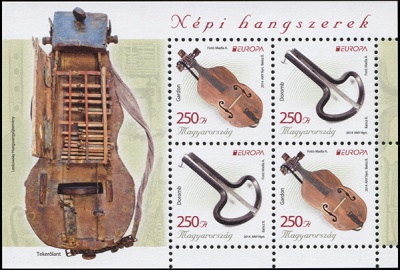 Венгрия. 2014. Национальные музыкальные инструменты (Малый лист. MNH OG)