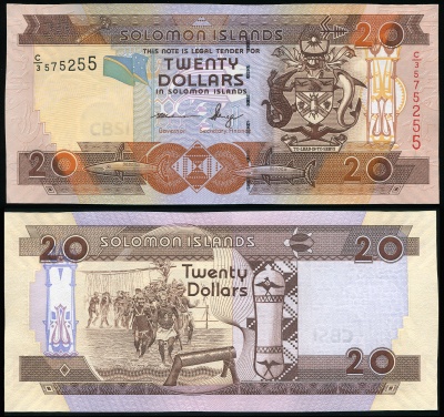 Соломоновы о-ва. Банкнота 20 долларов. ND(2009). Unc. Бумага. Кат.# P.28b