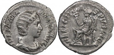 Римская империя. Юлия Мамея. Денарий. XF серебро. 222-235 Рим