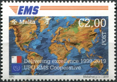 Мальта. 2019. 20-летие Службы EMS ВПС (Почтовая марка. MNH OG)