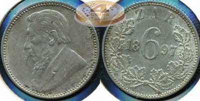 Южная Африка. 6 пенсов. 1897 (XF. Серебро)