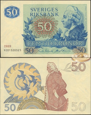 Швеция. 50 крон (Unc) 1989