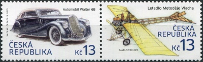 Чехия. 2015. Автомобиль Walter 6B, Самолет Metoděj Vlach (Сцепка. MNH OG)