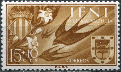 Ифни. 1958. Деревенская ласточка (Hirundo rustica) (Почтовая марка. MNH OG)