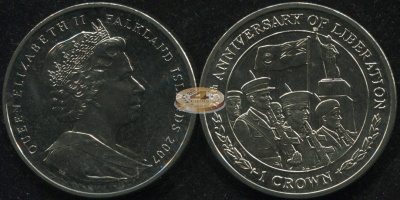 Фолклендские о-ва. Монета 1 крона. 2007 (KM#NL. Unc) 25 лет со дня Освобождения