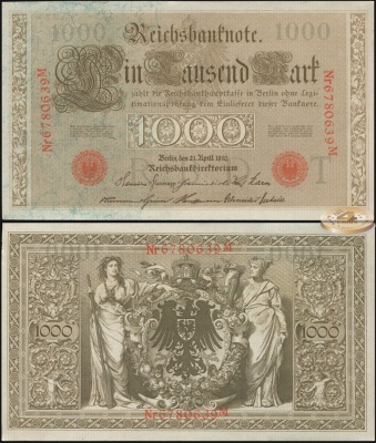 Германия [Кайзеррайх]. 1000 марок (Unc) 1910