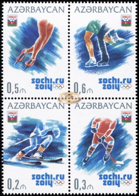 Азербайджан. 2014. XXII Зимняя Олимпиада. Сочи 2014 (Квартблок. MNH OG)