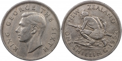 Новая Зеландия. Монета 1 шиллинг. 1952 (KM#17. XF)
