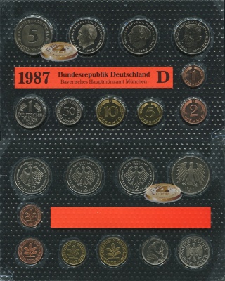 Германия (ФРГ). Официальный набор (Unc. 10 монет) 1987.D