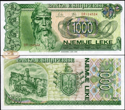 Албания. 1000 лек (Unc) 1992