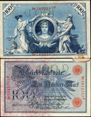 Германия (кайзеррейх). 100 марок (XF) 1908