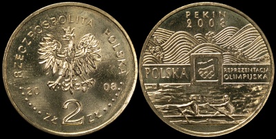 Польша. 2 злотых. 2008 (Unc) Польская сборная на Олимпиаде в Пекине. 2008