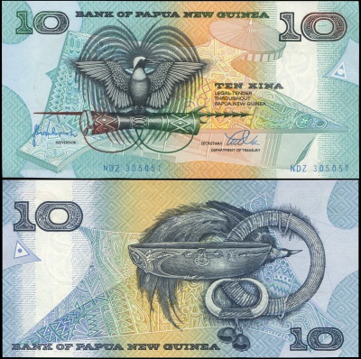 Папуа Новая Гвинея. Банкнота 10 кина. ND(1998). Unc. Бумага. Кат.# P.9e