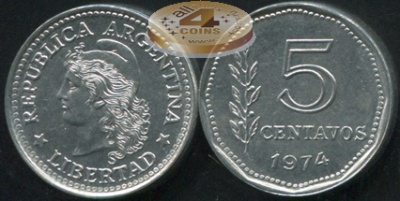 Аргентина. 5 центаво. 1974 (Unc)
