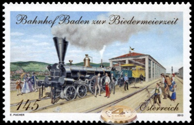 Австрия. 2013. Вокзал Бадена периода Бидермейера (Почтовая марка. MNH OG)