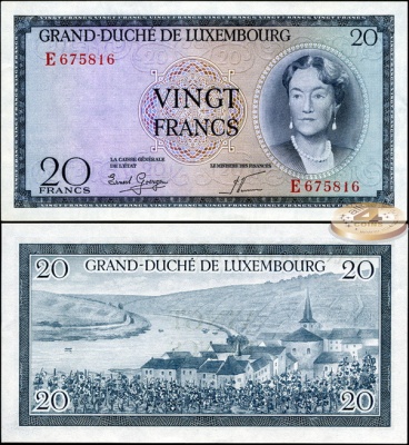 Люксембург. 20 франков (Unc) 1955