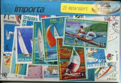 Водные виды спорта. Набор почтовых марок (25 шт. Ассорти)