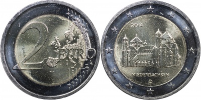 Германия Монета 2 евро. 2014.F (Unc. Биметалл) Федеральные земли. Нижняя Саксония