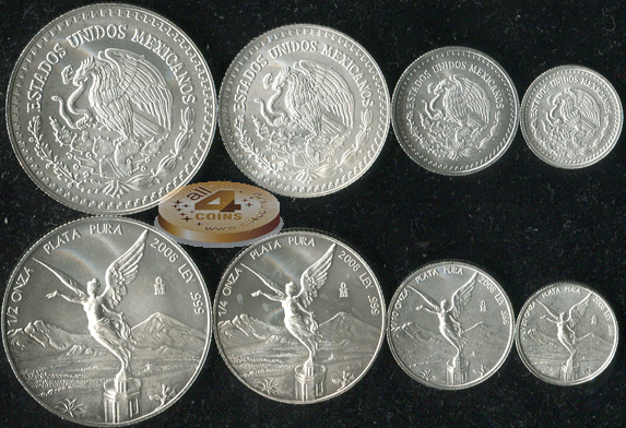 Мексика. Набор №11 (4 монеты. Серебро. Unc) 2008