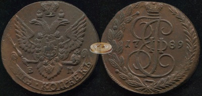 Россия. 5 копеек. 1789 (XF+) Е.М.