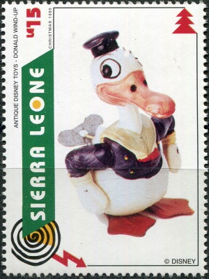 Сьерра-Леоне. 1995. Заводная игрушка Дональд Дак (Почтовая марка. MNH OG)