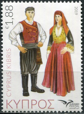 Кипр. 2019. Костюмы Средиземноморья (Почтовая марка. MNH OG)